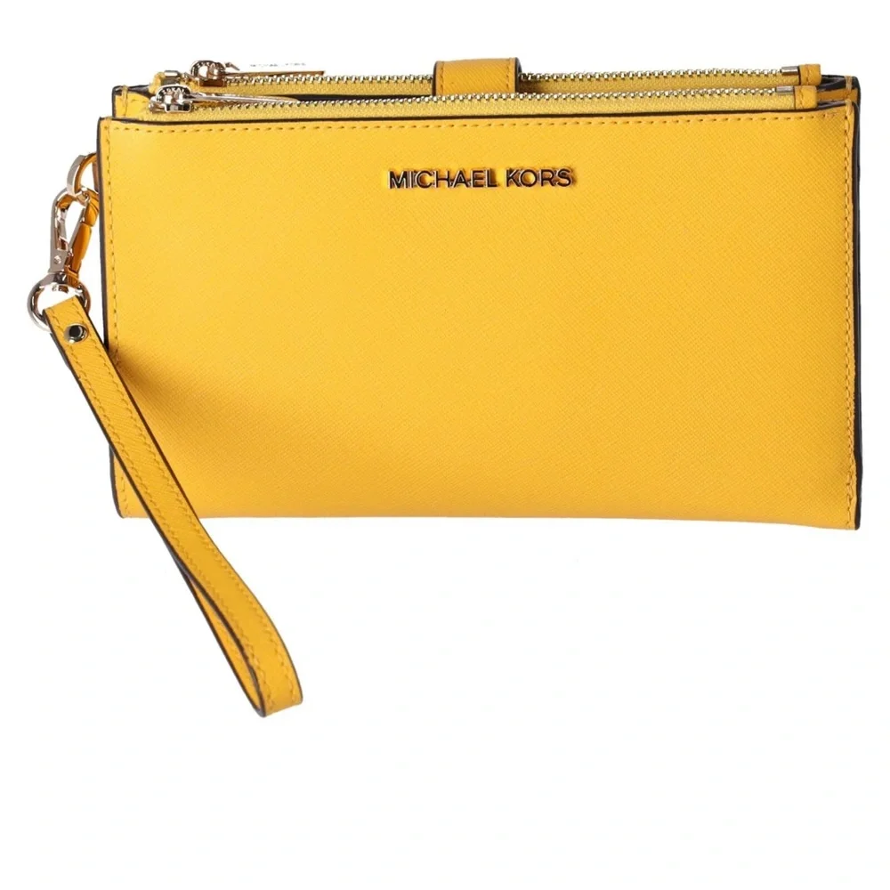 Michael Kors Jet Set Travel Large Double Zip Phone Wallet Jasmine Yellow